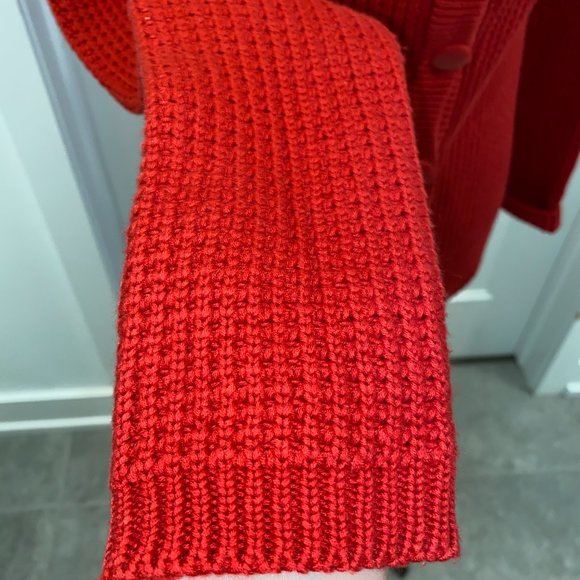 Fall Chunky Red Sweater Cardigan Button Up size Small - Picture 6 of 7